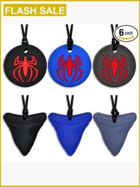 Sensory Chew Necklaces for Kids - 6 Pack, Silicone, ADHD, Autism, SPD
